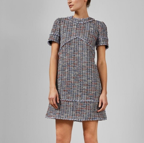 🍒NWT🍒 TED BAKER TWEED SHIFT DRESS - Picture 3 of 7